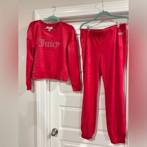 JUICY COUTURE Bling OG Velour Tracksuit Top Joggers Pants Coco Red Y2K Lounge